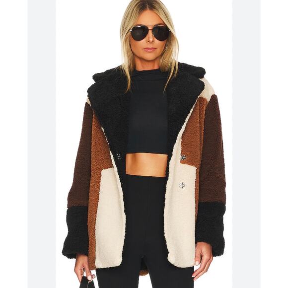 Steve Madden Willow Colorblock Patchwork Jacket in Pristine Ivory Medium NEW - Picture 2 of 8